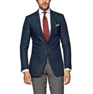 SuitSupply Washington navy linen blazer 36R